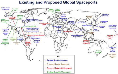 Figure 4: Existing and proposed global launch sites. Source: FAA
