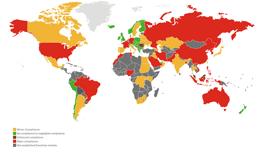 Map for Franchising Pitch all around the world